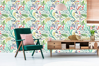 Wallpaper Plants In Retro Style