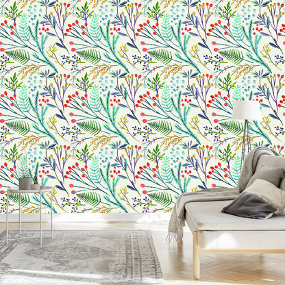 Wallpaper Plants In Retro Style