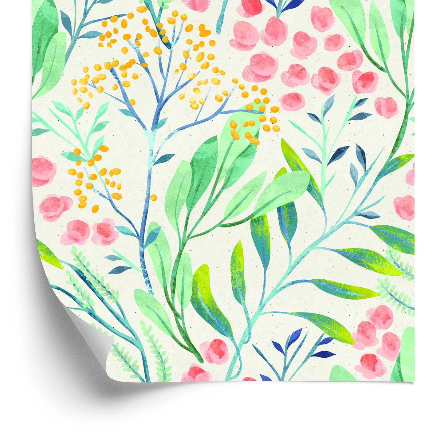 Wallpaper Plants In Pastel Colours In Retro Style