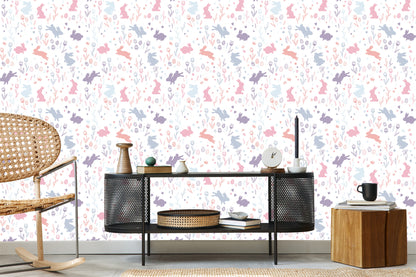 Wallpaper Rabbits And Butterflies