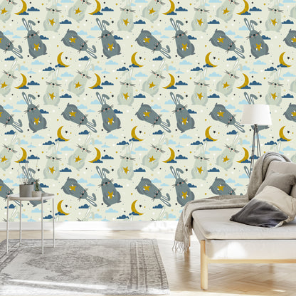 Wallpaper Rabbins With Cloud Background