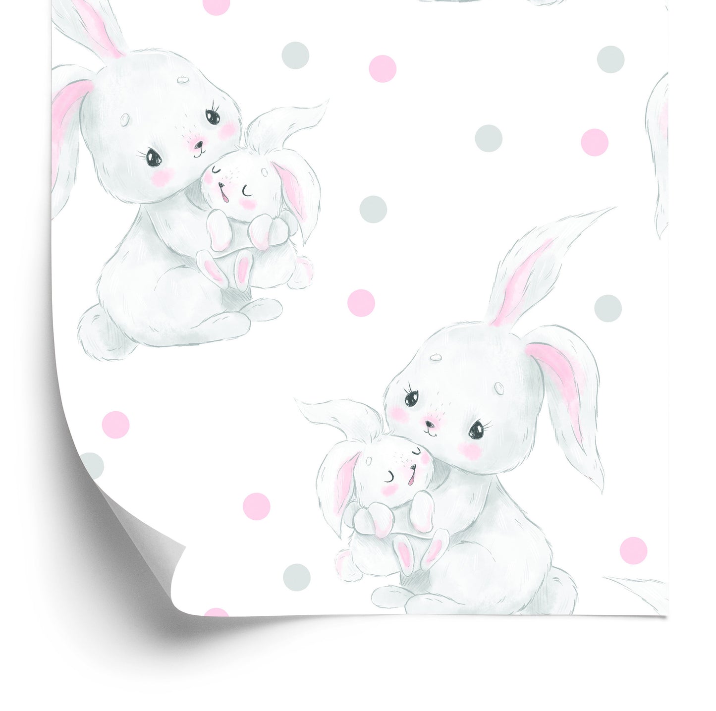 Wallpaper Rabbits On Dotted Background