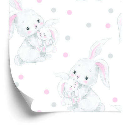 Wallpaper Rabbits On Dotted Background