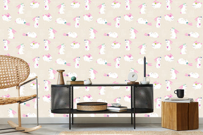 Wallpaper Rabbits And Hearts