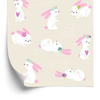 Wallpaper Rabbits And Hearts