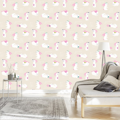 Wallpaper Rabbits And Hearts
