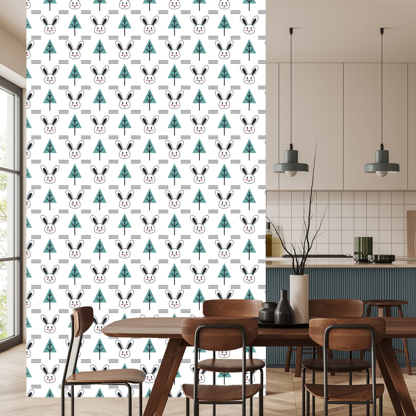 Wallpaper Rabbits And Trees