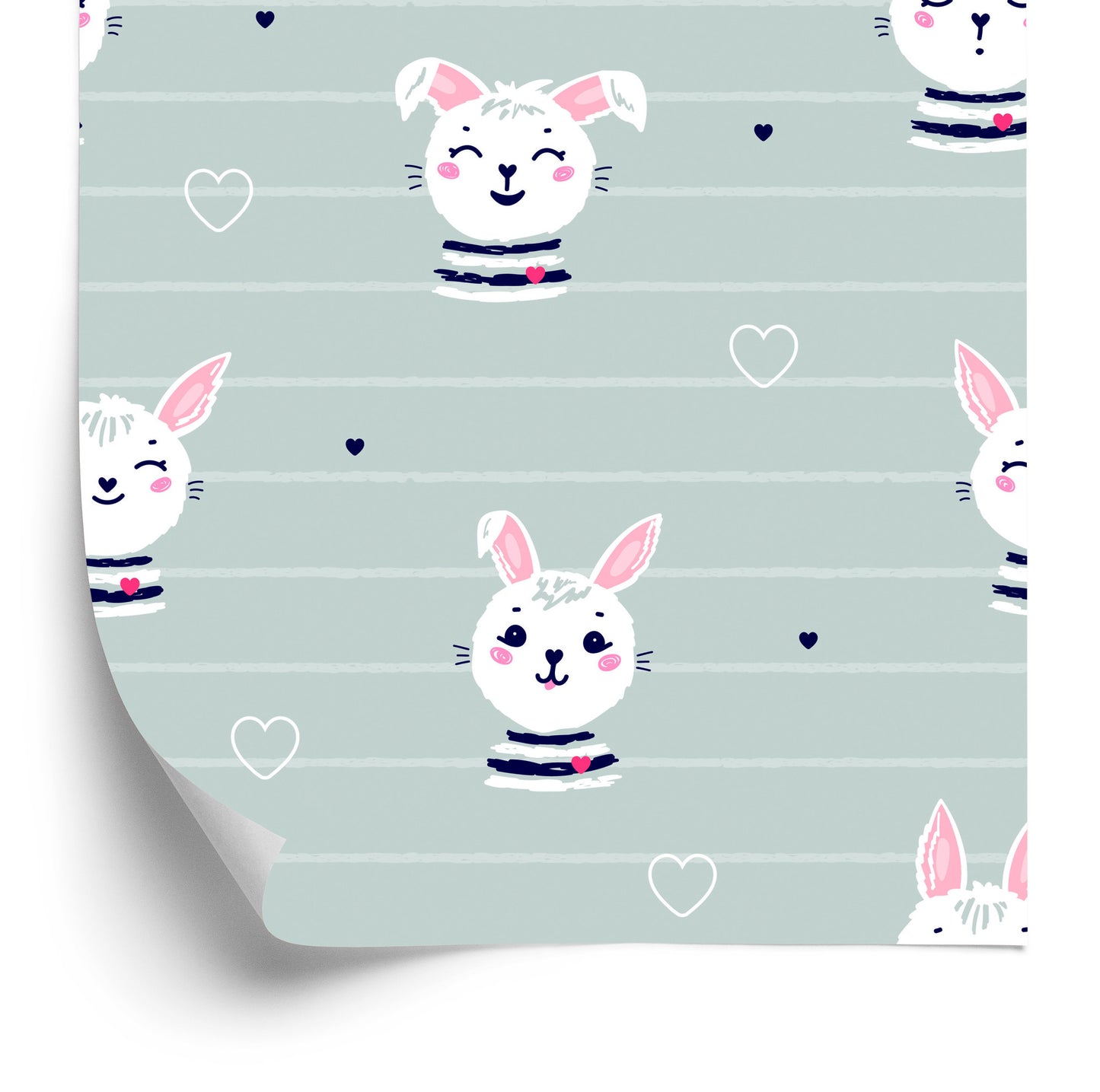 Wallpaper Rabbits On A Striped Background
