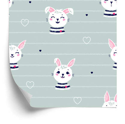 Wallpaper Rabbits On A Striped Background