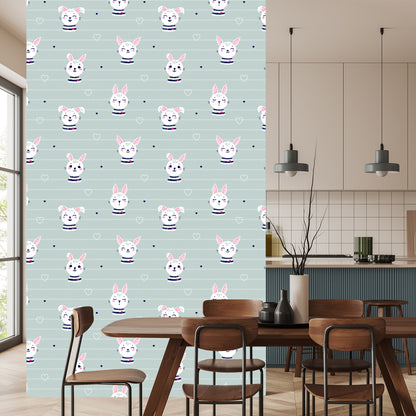 Wallpaper Rabbits On A Striped Background