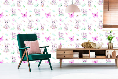 Wallpaper Rabbits In Pastel Colours