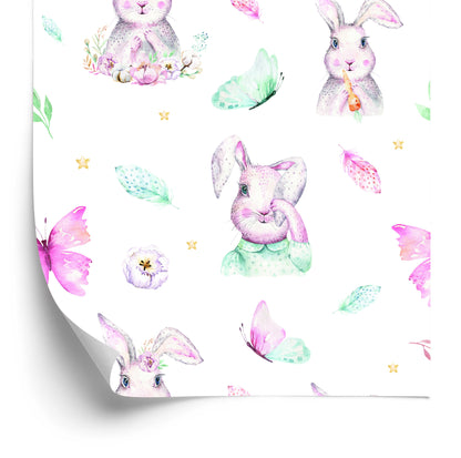 Wallpaper Rabbits In Pastel Colours