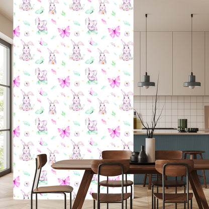 Wallpaper Rabbits In Pastel Colours