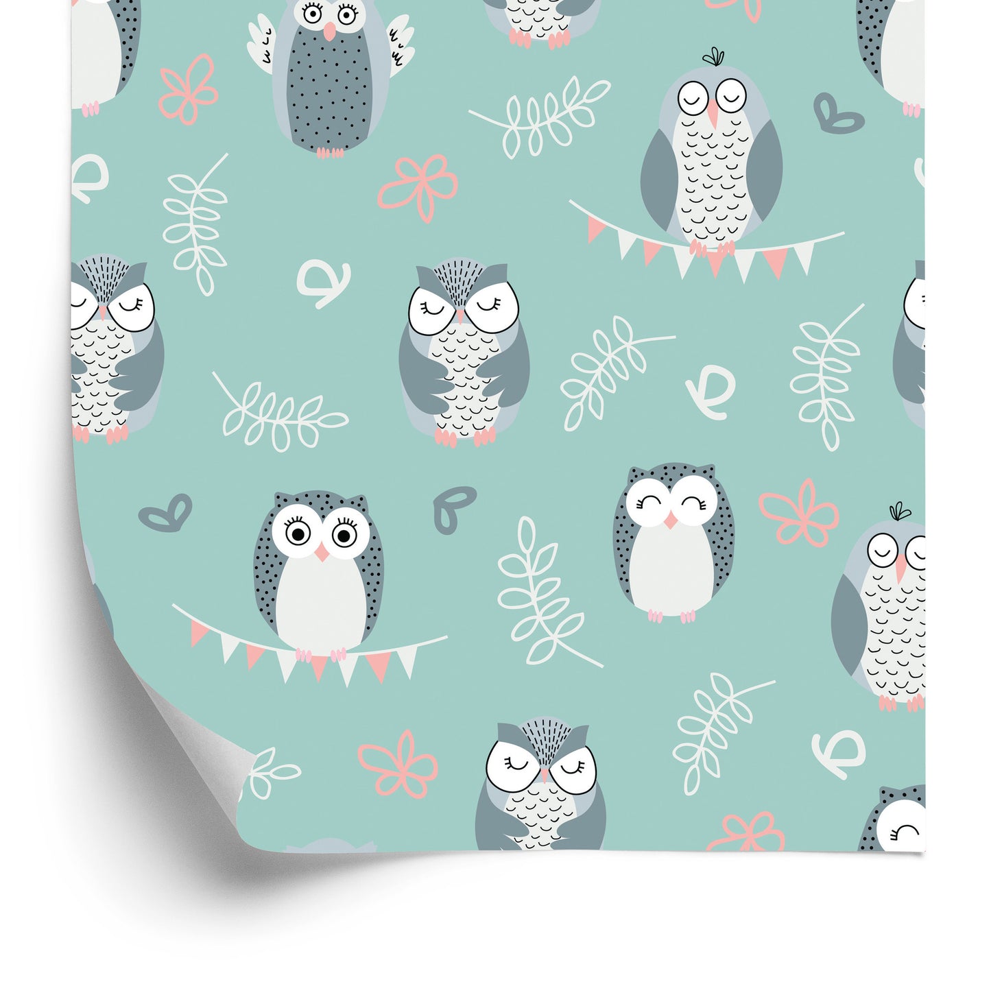 Wallpaper Owls On A Green Background