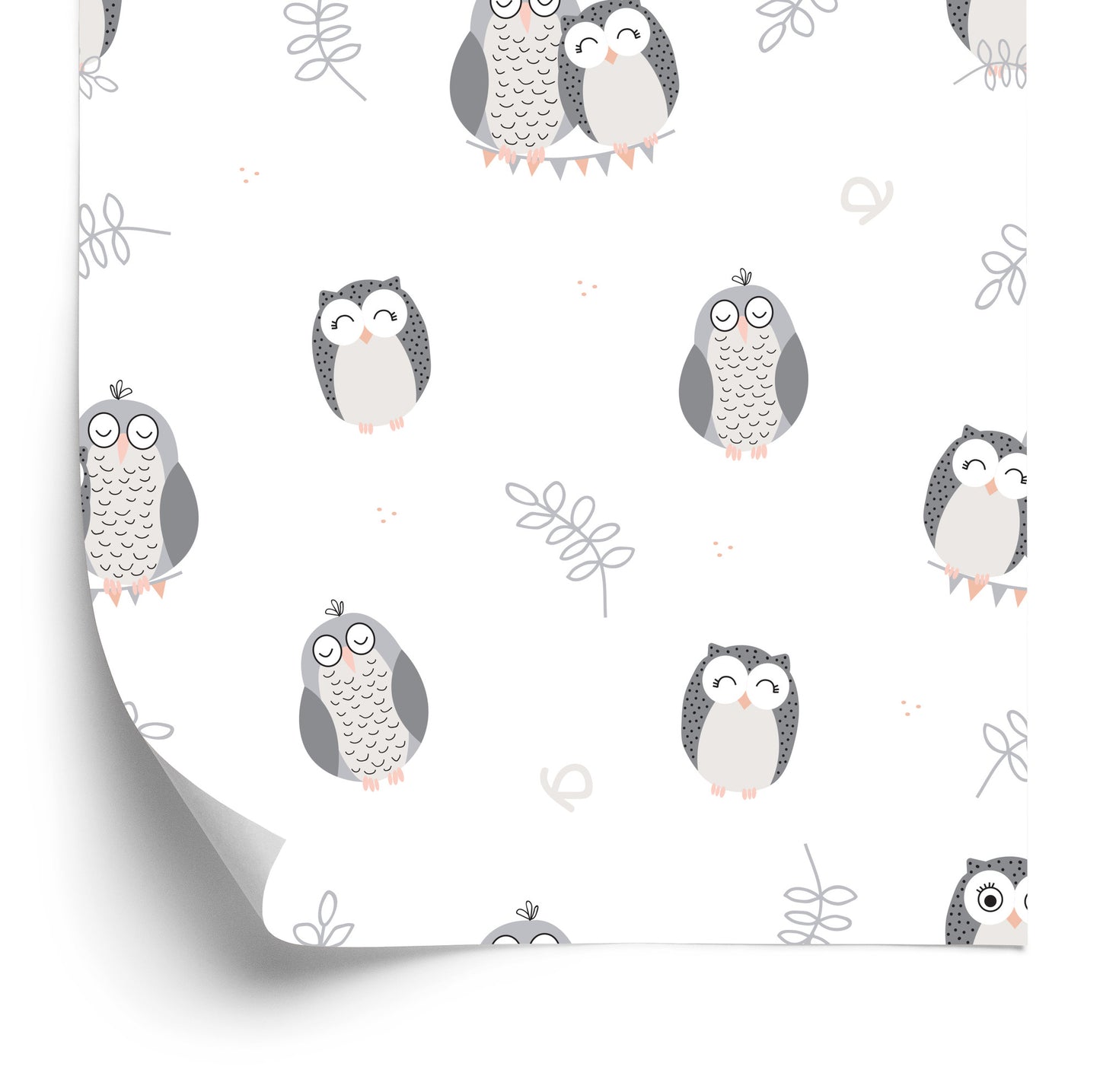 Wallpaper Owls On A Light Background