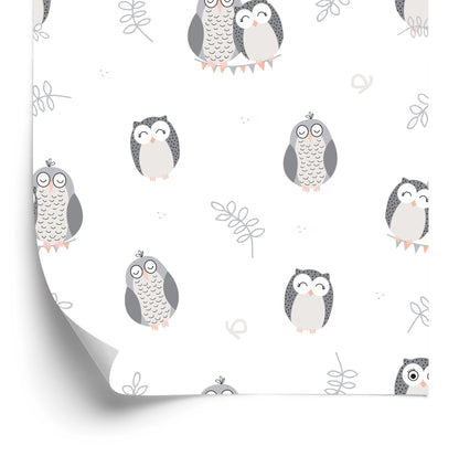 Wallpaper Owls On A Light Background
