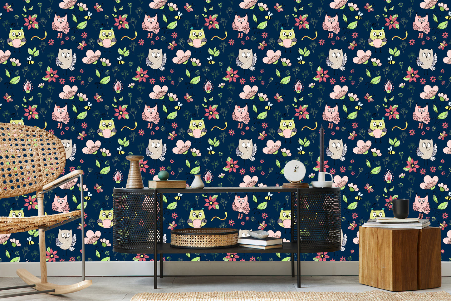Wallpaper Owls On A Dark Background