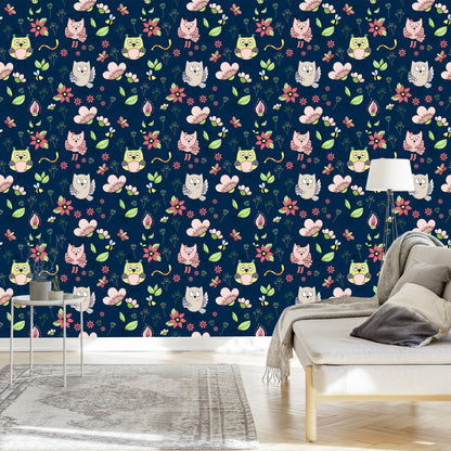 Wallpaper Owls On A Dark Background