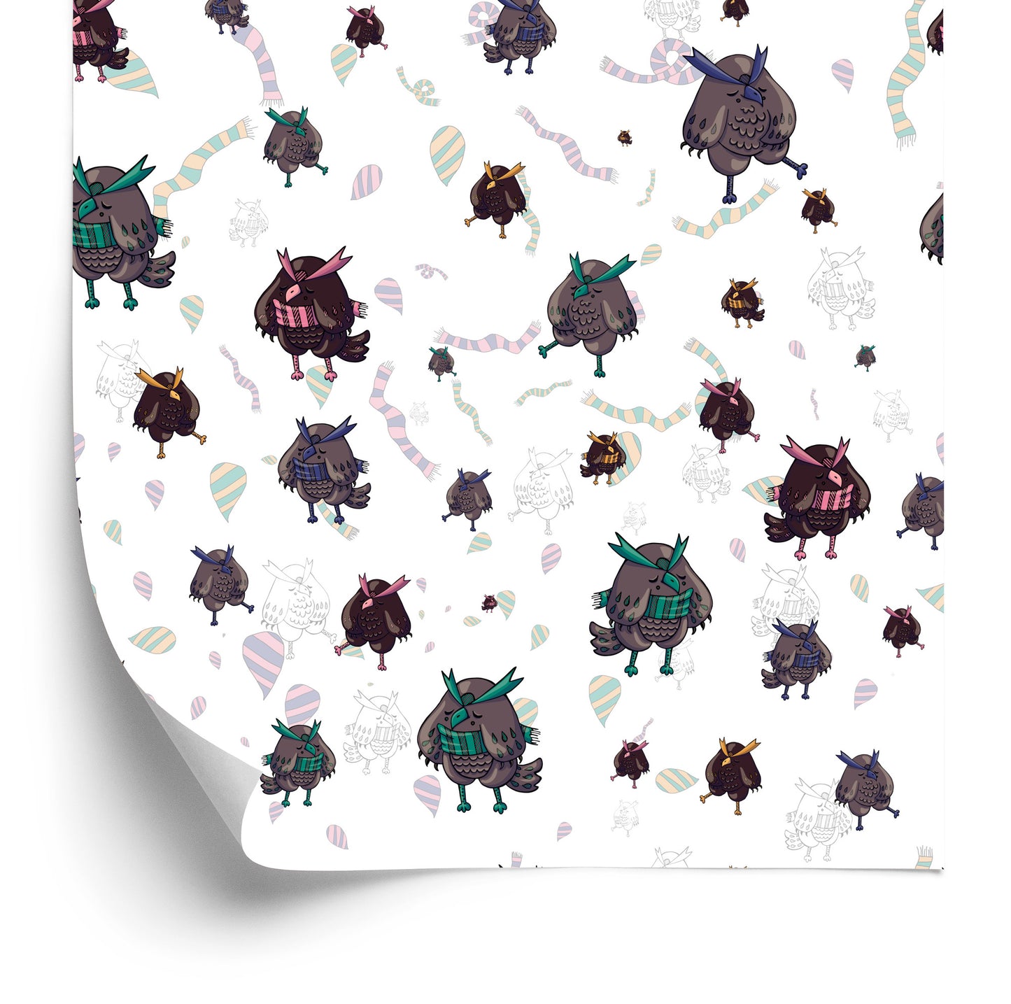 Wallpaper Owls In Scarfs