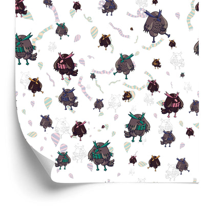 Wallpaper Owls In Scarfs