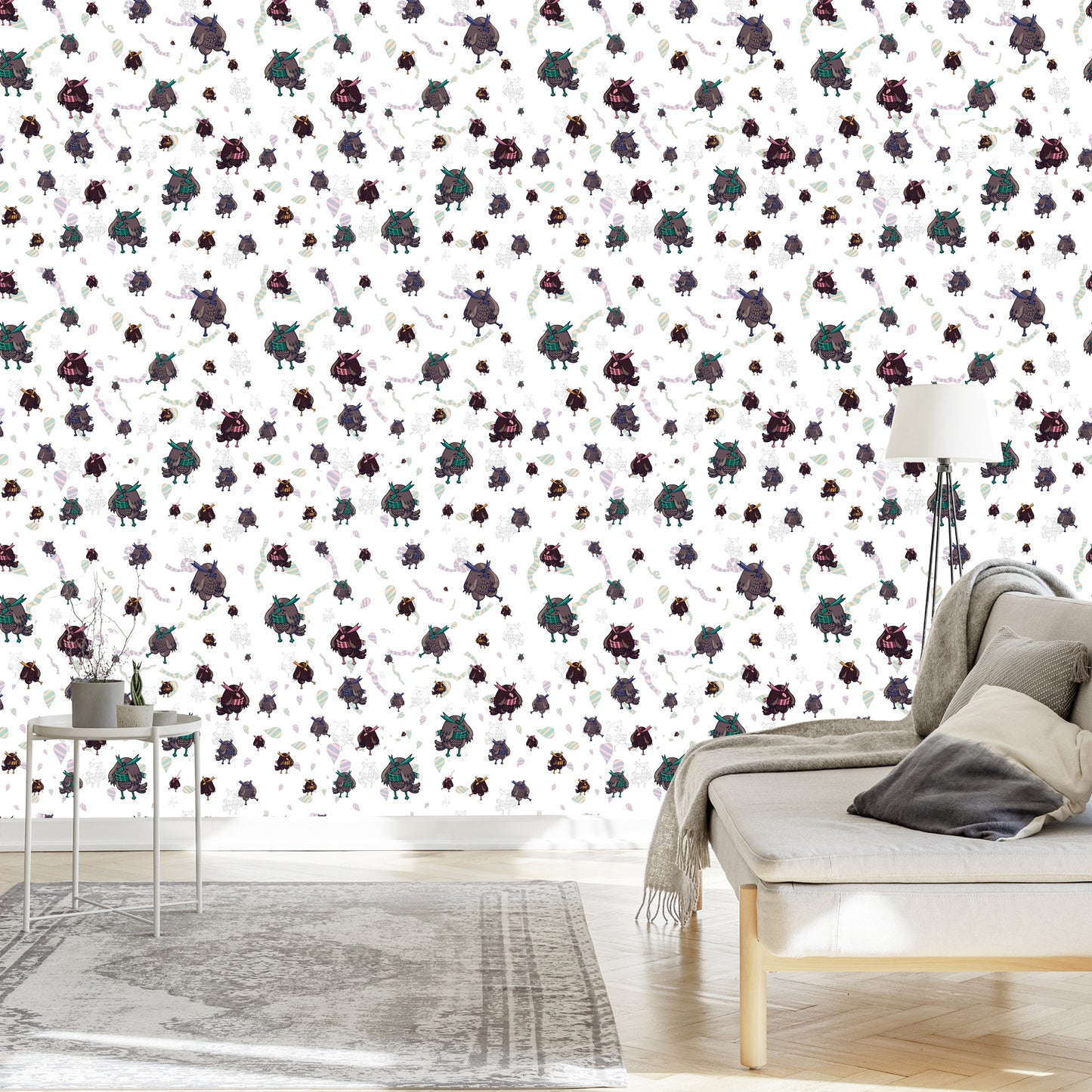 Wallpaper Owls In Scarfs