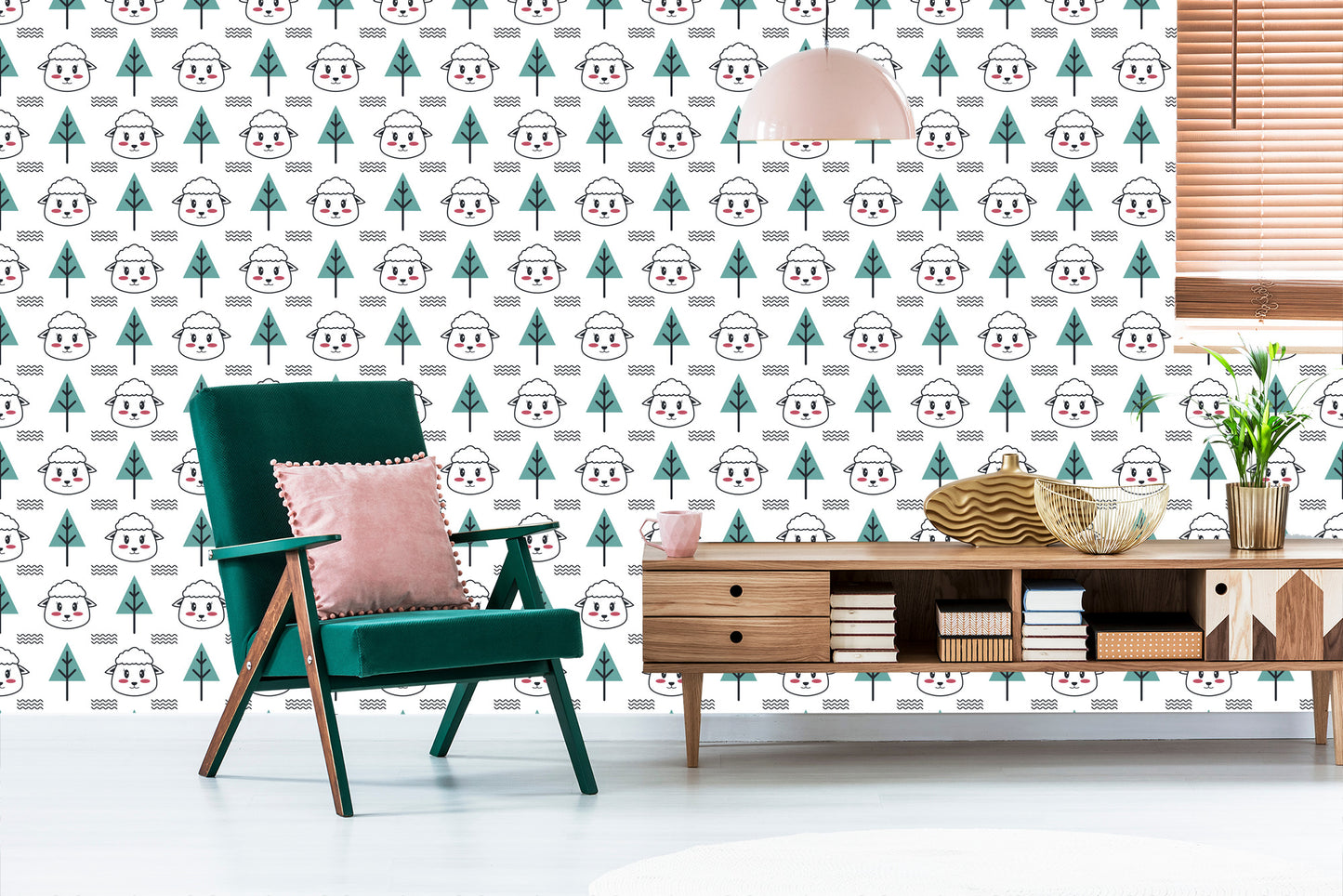 Wallpaper Sheeps Amond The Trees