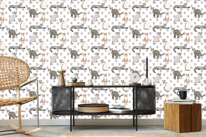 Wallpaper Cats On A Dot Ted Background
