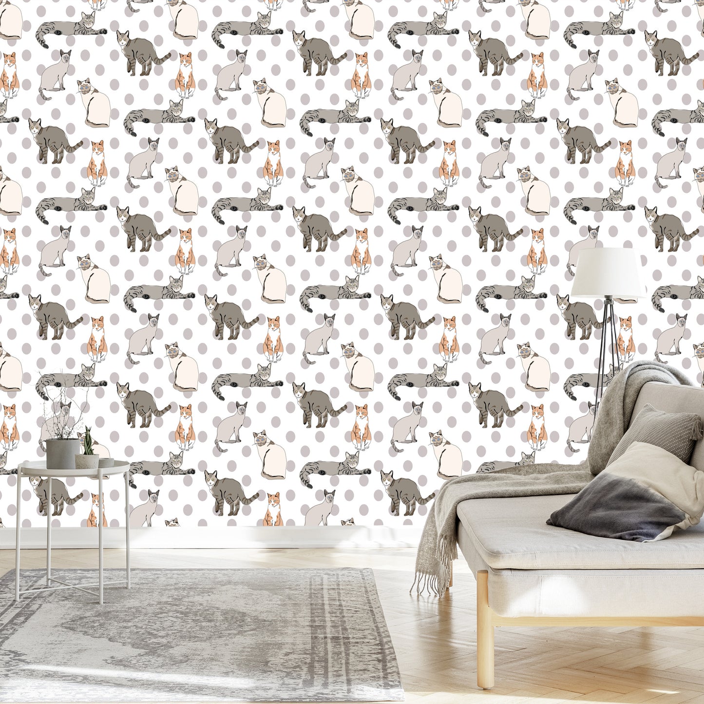 Wallpaper Cats On A Dot Ted Background