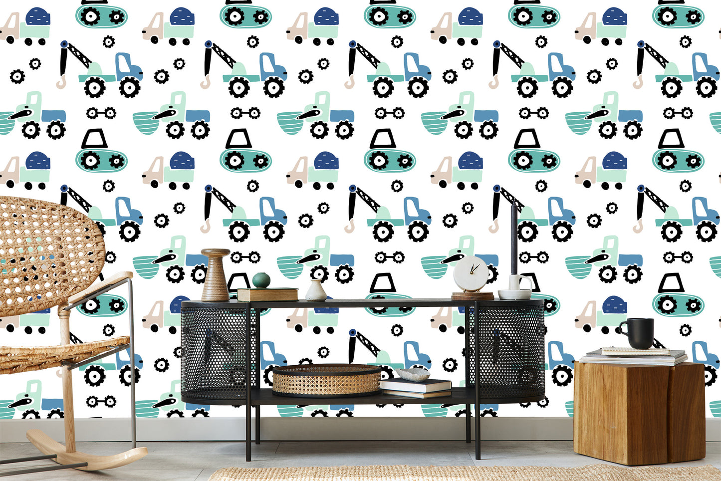 Wallpaper Machines On A Bright Background
