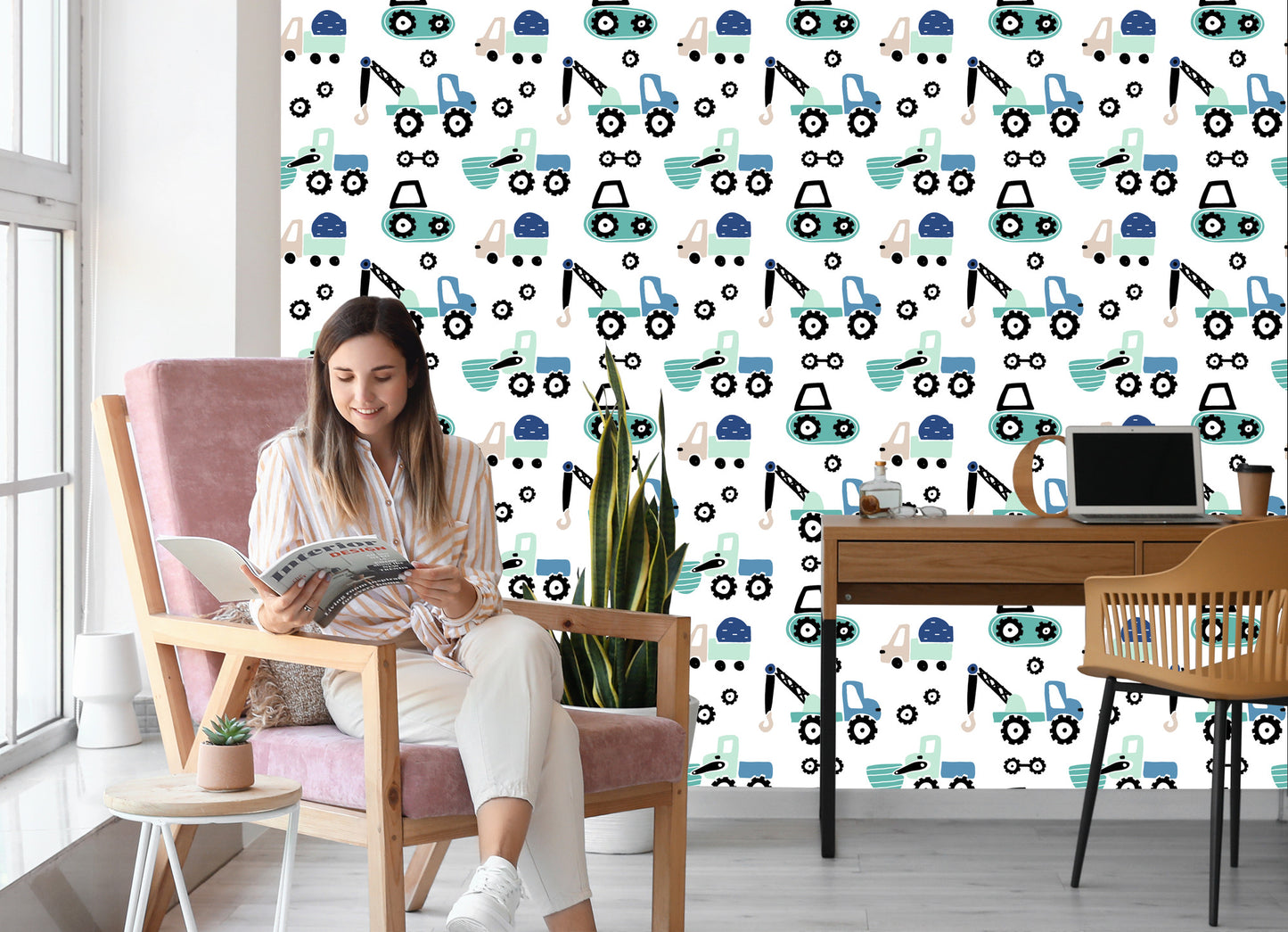 Wallpaper Machines On A Bright Background