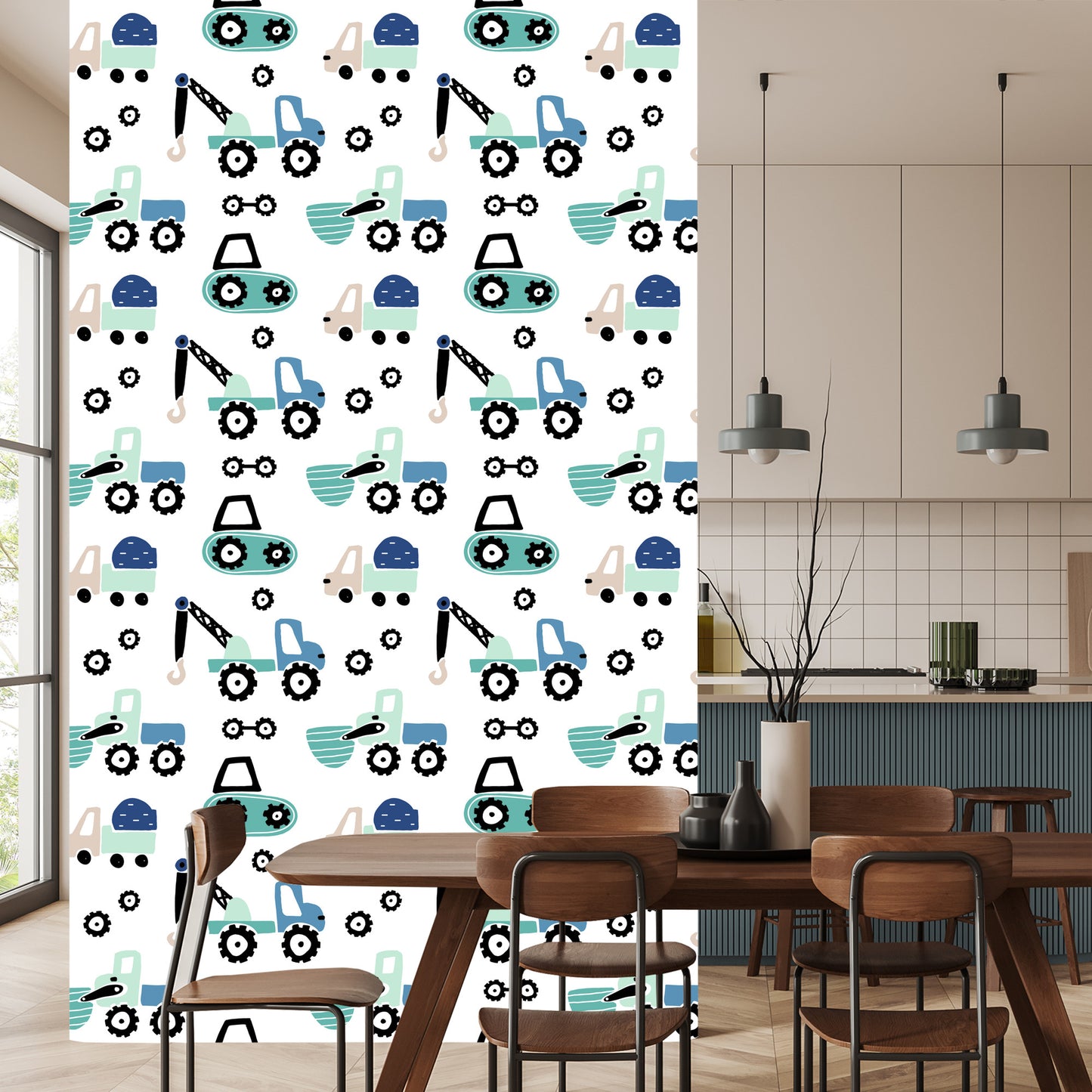 Wallpaper Machines On A Bright Background
