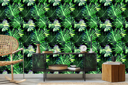 Wallpaper Tropical Monstera Leaves
