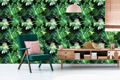 Wallpaper Tropical Monstera Leaves