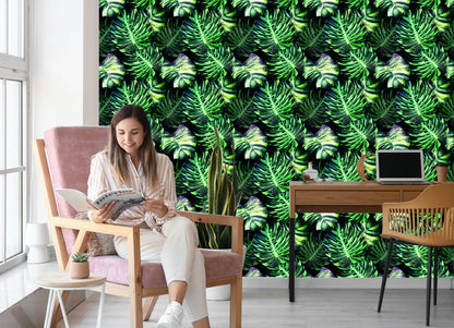 Wallpaper Tropical Monstera Leaves