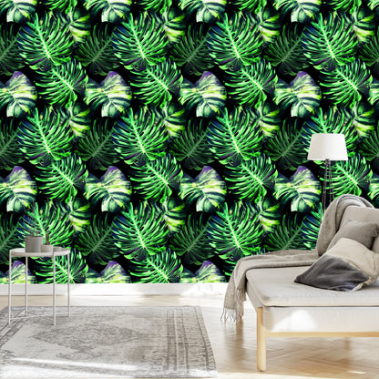 Wallpaper Tropical Monstera Leaves