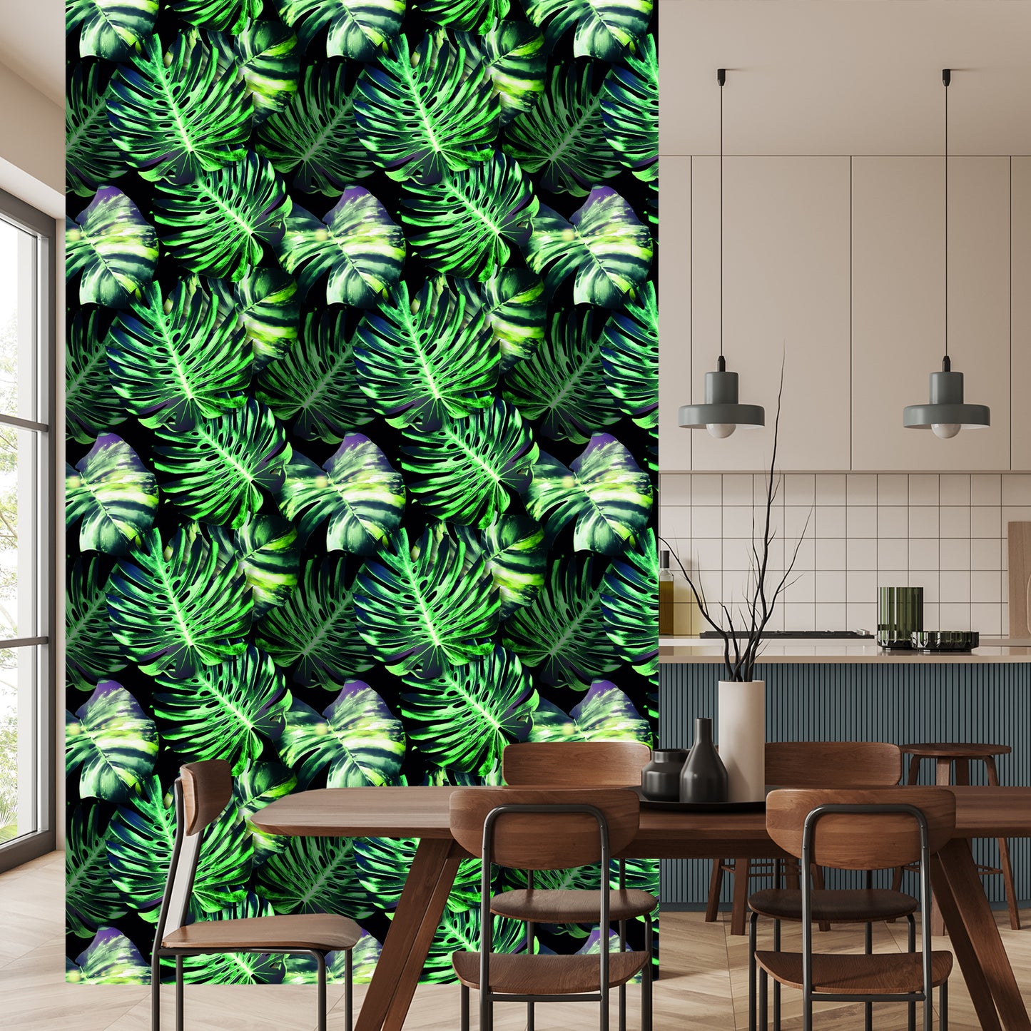 Wallpaper Tropical Monstera Leaves