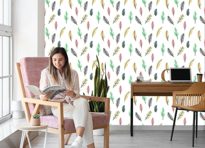 Wallpaper Dyed Indian Feathers