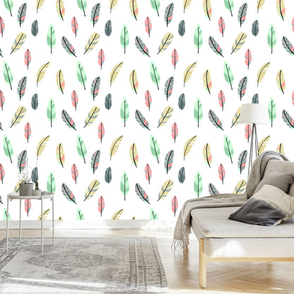 Wallpaper Dyed Indian Feathers