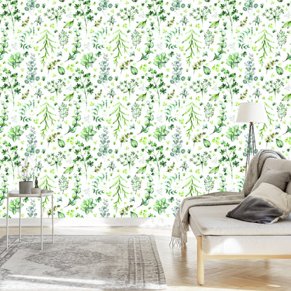 Wallpaper Leaves And Field Flowers