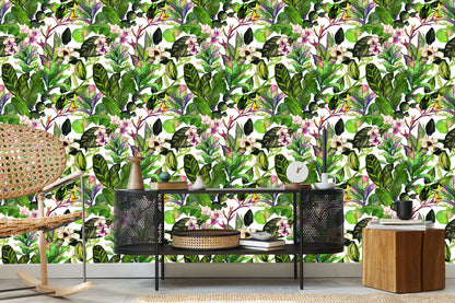 Wallpaper Tropical Leaves And Cacus