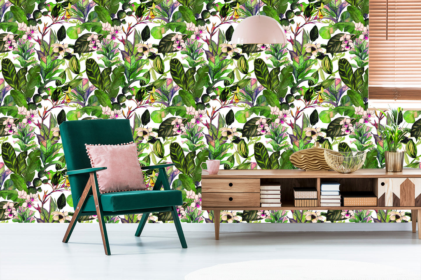 Wallpaper Tropical Leaves And Cacus