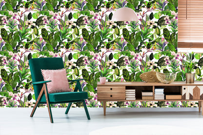Wallpaper Tropical Leaves And Cacus