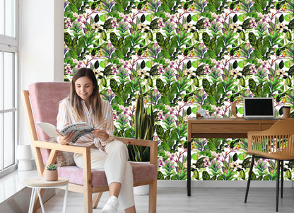 Wallpaper Tropical Leaves And Cacus