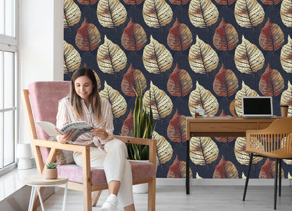 Wallpaper Watercolour Autumn Trees And Leaves