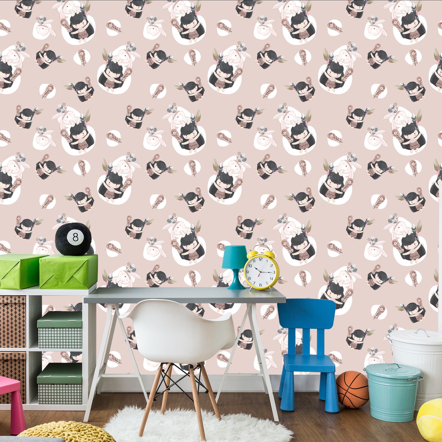 Wallpaper Indian Women With Rabbits And Feathers