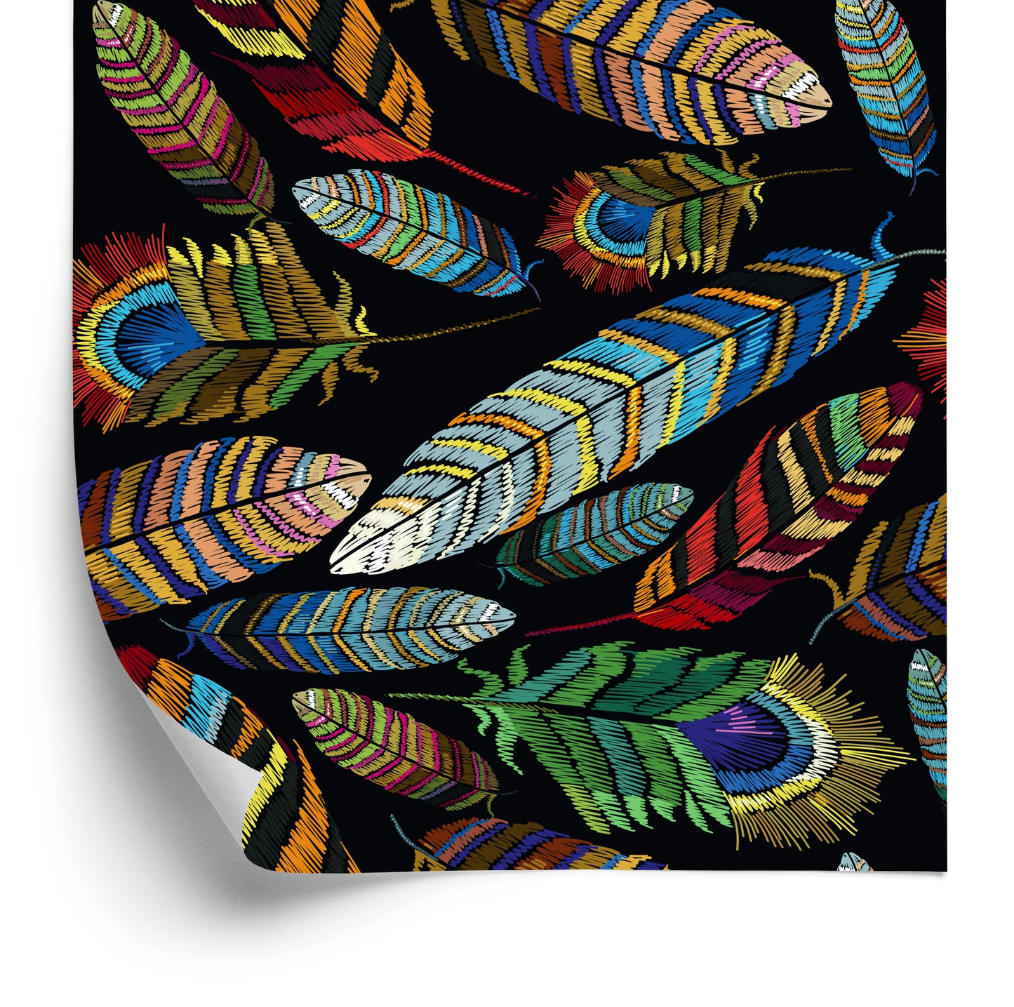 Wallpaper Embroidered Feathers