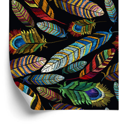 Wallpaper Embroidered Feathers