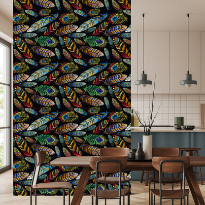 Wallpaper Embroidered Feathers