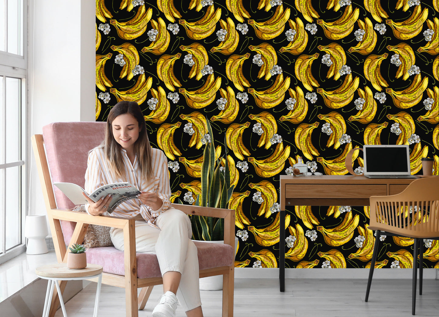 Wallpaper Bananas With Flowers