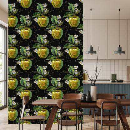 Wallpaper Apples With Leaves And Flowers